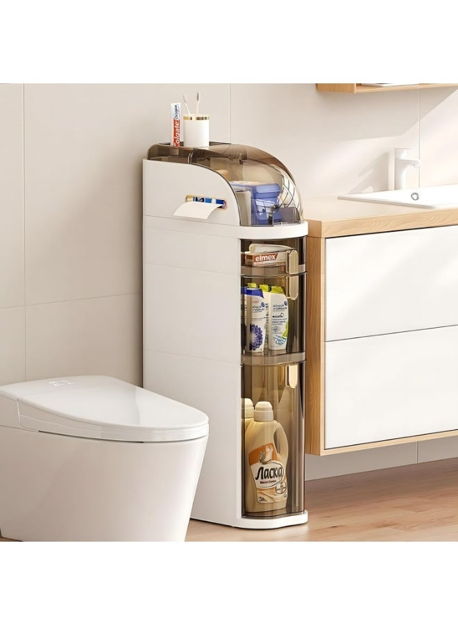 ناما خزينة حمام رفيعة 3 طبقات توربو للتخزين، ضيقة، بلاستيك مقاوم للمياه، أرضية بتنظيم الأدراج، علبة مناديل وعجلات للمطبخ الصغير، الغسيل، غرفة المعيشة، الحمام - Image 1